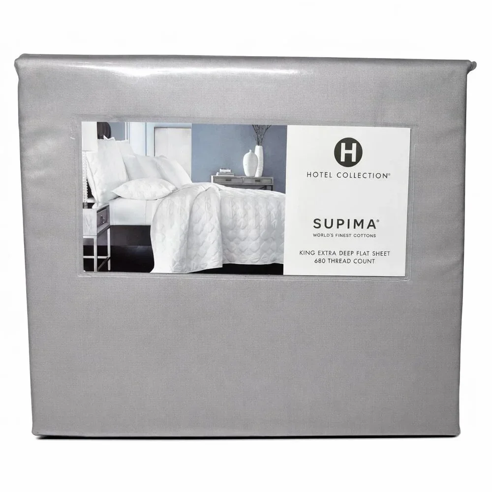 Hotel Collection 680 T.C Supima Cotton King Extra Deep Flat Sheet - Palladium